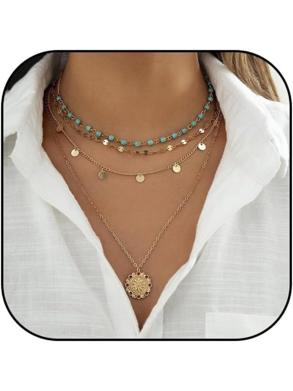 Women's C:flower Layered Boho Necklaces Cowgirl Jewellery Accessories Outfits